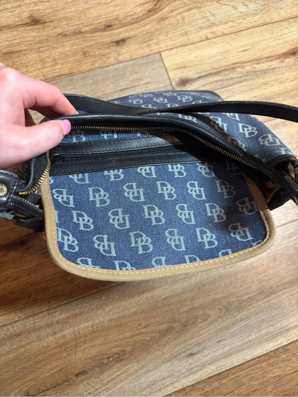 vintage Y2K-era Dooney & Bourke Signature Monogram Hobo Shoulder Bag